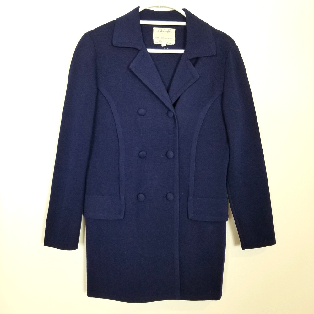 VTG Barbara‎ Lee Passport Collection Wool Double Breasted Jacket Sz 12 Blue Coat